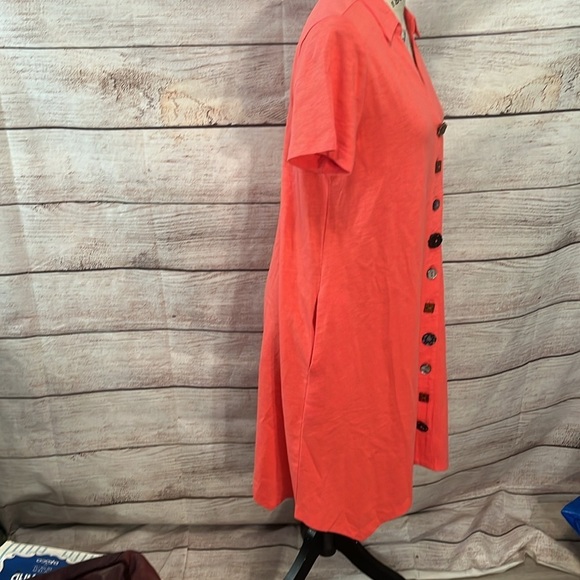 Soft Surroundings Danielle Button Dress NWT Coral Size Medium Petite - Picture 6 of 12